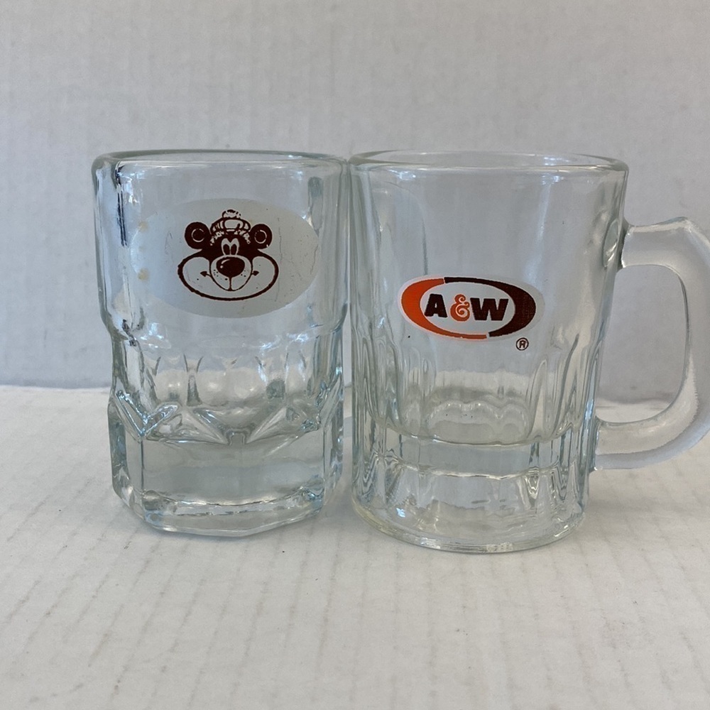 𝅺a&w glasses vintage set mugs glasses root bear baby mug small